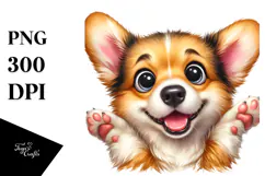 Crazy Pembroke Welsh Corgi Watercolor Clipart Product Image 1