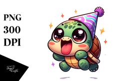 Cartoony Turtle with Party Hat Vector Art Product Image 1