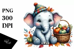 Quirky Colorful Elephant Basket Watercolor Product Image 1