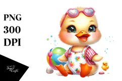 Smiling Baby Duck at the Beach PNG Product Image 1