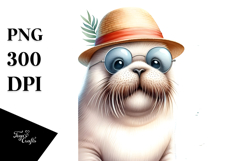 Energetic Walrus with Hat and Sunglasses PNG Product Image 1