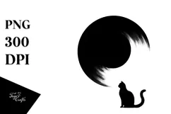 Simple Digital Painting with Black Cat PNG Product Image 1