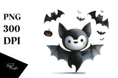 Simple Funny Haloween Clipart with BAT PNG Product Image 1