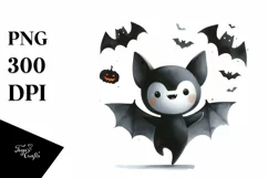 Simple Funny Haloween Clipart with BAT PNG Product Image 1