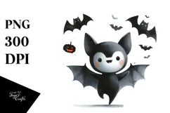 Simple Funny Haloween Clipart with BAT PNG Product Image 1