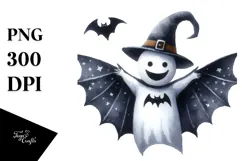 Simple Funny Haloween Clipart with BAT PNG Product Image 1