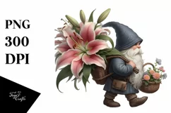 Small Gnome Lily Bouquet | Sublimation | Clipart Product Image 3