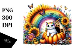 Floral Cat House Watercolor Scene Product Image 1