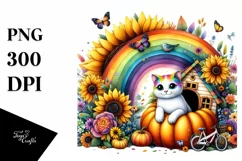 Floral Cat House Watercolor Scene Product Image 1