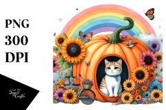 Floral Cat House Watercolor Scene Product Image 3