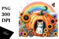 Floral Cat House Watercolor Scene Product Image 3