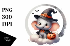 Cute Baby Elephant Dressed for Halloween, Transparent PNG Product Image 1