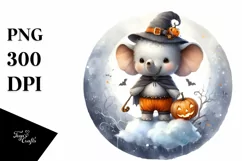 Cute Baby Elephant Dressed for Halloween, Transparent PNG Product Image 3