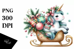 Whimsical Unicorn with Christmas Ornaments PNG Product Image 3