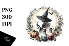Washed Retro Witch with Magic Potion PNG Product Image 1
