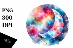 Colorful Moon Watercolor Abstract Clipart Product Image 3