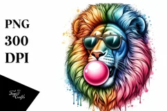 Colorful Lion Blowing Chewing Gum | Clipart Product Image 3