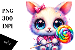 Goofy Cute Baby Bunny Playing with Lollipop JPEG Product Image 1