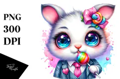 Goofy Cute Baby Bunny Playing with Lollipop JPEG Product Image 1