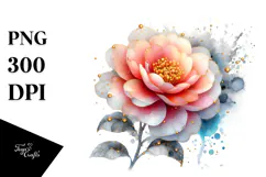 Material Camellia Watercolor Splash PNG Product Image 1