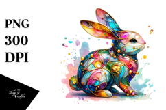 Colorful Pastel Bunny PNG Product Image 1