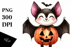 Funny Halloween Bat Clipart PNG Product Image 1