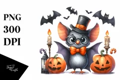 Funny Halloween Bat Clipart PNG Product Image 1