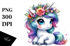 Cute Baby Unicorn Playing with Haircut, Transparent PNG Product Image 1