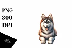 Siberian Husky Surf Watercolor Clipart Product Image 1