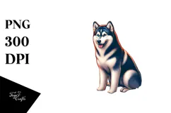 Siberian Husky Surf Watercolor Clipart Product Image 1