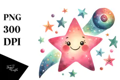 Whimsical Very Simple Smiling Star, Transparent PNG Product Image 1