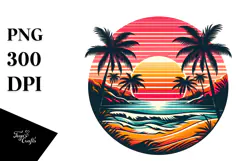 Retro Tropical Beach Sunset, 20 oz Tumbler Product Image 1