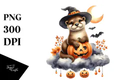 Otter Halloween Cloud Design, Transparent PNG Product Image 1