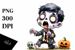 Simple Funny Zombie Halloween PNG Product Image 3