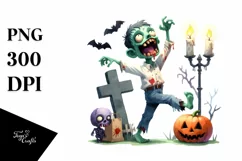 Simple Funny Zombie Halloween PNG Product Image 1