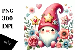 Cute Valentines Gnome with Star PNG Product Image 1