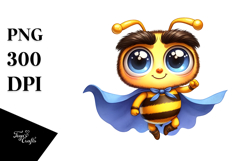 Cute Cartoon Bee Superhero Cape PNG Product Image 1