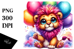 Cute Vibrant Baby Lion PNG Product Image 1