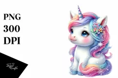 Colorful Baby Unicorn Snowflake PNG Product Image 3