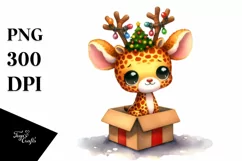 Baby Giraffe with Reindeer Horns PNG Product Image 3