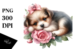 Digital Watercolor Sleeping Puppy JPEG Product Image 1