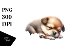 Sleeping Baby Puppy PNG Product Image 1