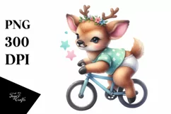 Baby Elk Playing Cycling in the Style of Product Image 1