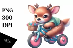 Baby Elk Playing Cycling in the Style of Product Image 1