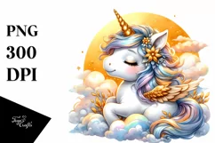 Cute Baby Unicorn from Golden Sun | Hibiscus Frame | Clipart Product Image 3