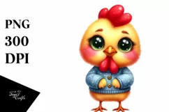 Funny Chicken in Watercolor PNG Product Image 1