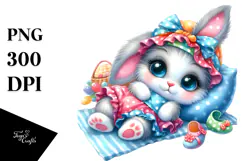 Goofy Baby Bunny with Blanket PNG Product Image 1