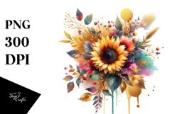 Colorfull Watercolor Bouquet with Sunflower | Sublimation | Product Image 3