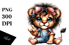 Rocking Baby Lion with Summer Clothes, PNG Product Image 1