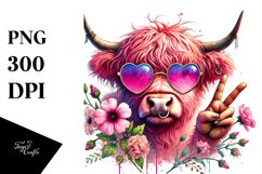 Pink Cow with Sunglasses, PNG Product Image 1
